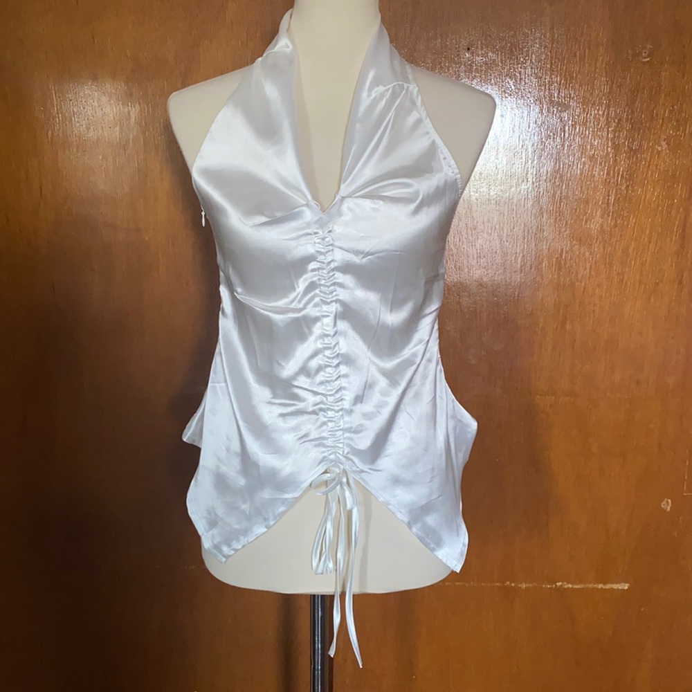 Pretty Little Thing White satin halter top 🤍
